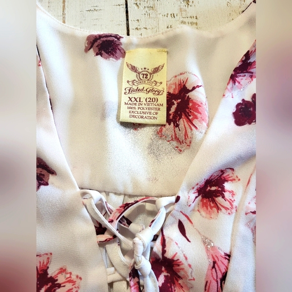 4 for $30 🌈 Faded Glory bohemian floral print tie neck blouse size XXL (20) - Picture 3 of 7